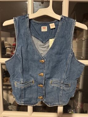 Size Large Levi's Blue Denim Button-Front Vest